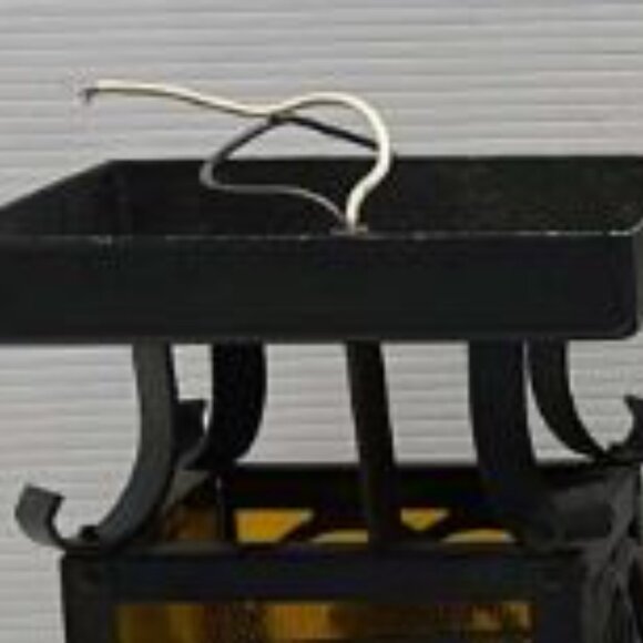 Vintage Spanish Revival Style Metal Ceiling Light with Acrylic/Plastic Panels - Picture 7 of 15